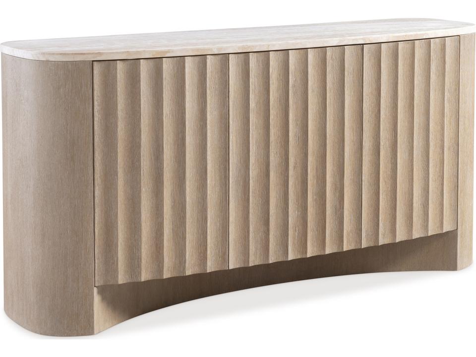 Loggia 3-Door Wirebrushed Oak Buffet with Travertine Top