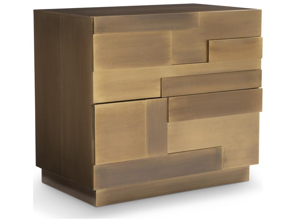 Acora 2-Drawer Brass Nightstand in Aged Brass