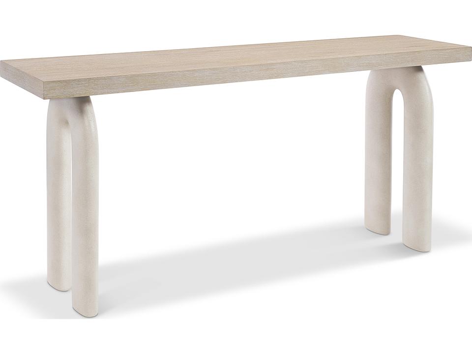 Antibes Rectangle Console Table in Roz Light Oak and Pumice Concrete