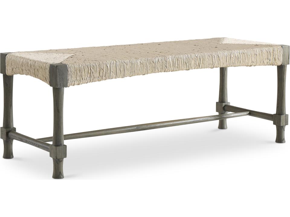 Interiors Palma Woven Abaca Bench in Rustic Gray
