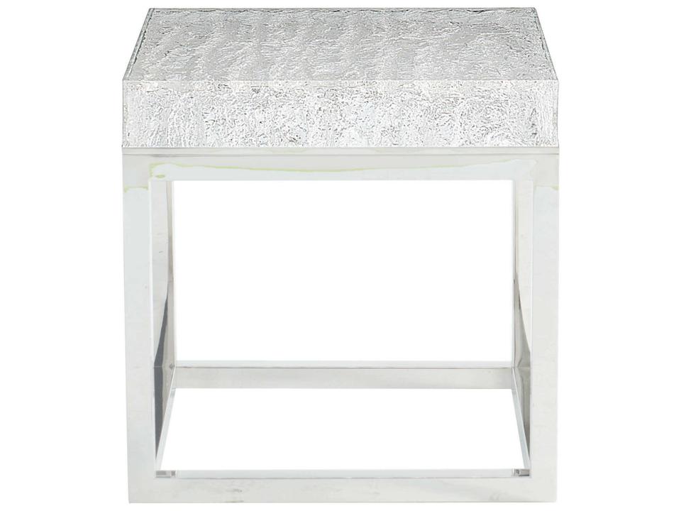 Arctic Square End Table with Acrylic Top and Stainless Steel Base