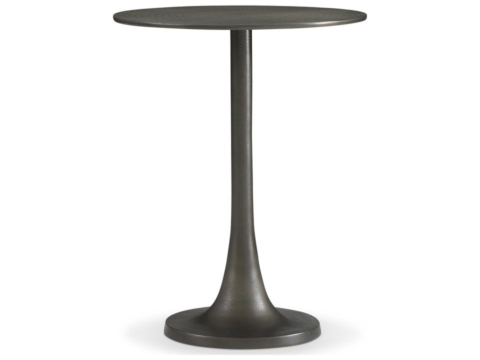 Calla Round Accent Table in Chiseled Antique Brass