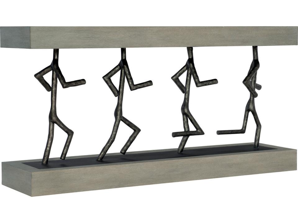 Interiors Theo Rectangle Console Table in Cerused Greige and Black