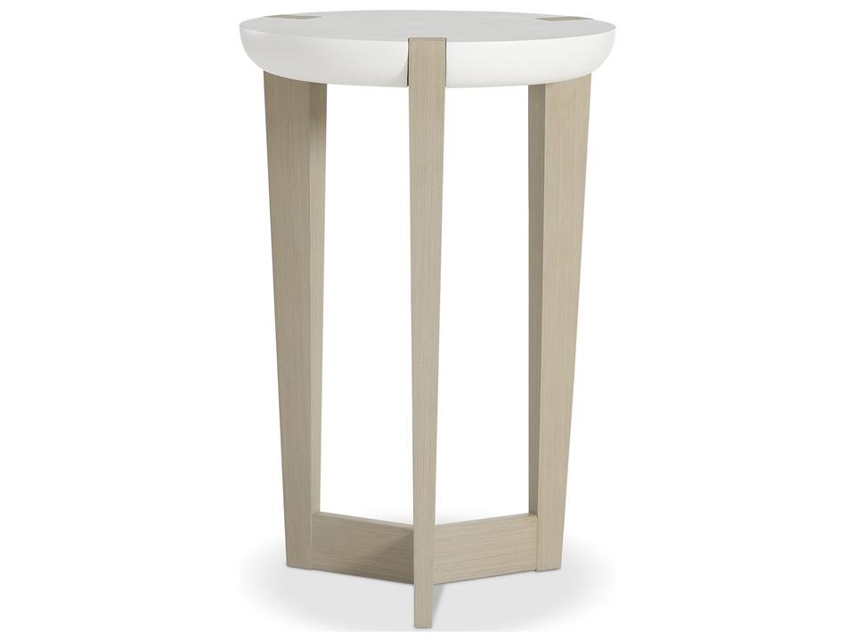 Axiom Round Chairside Table Linear Gray White Linen