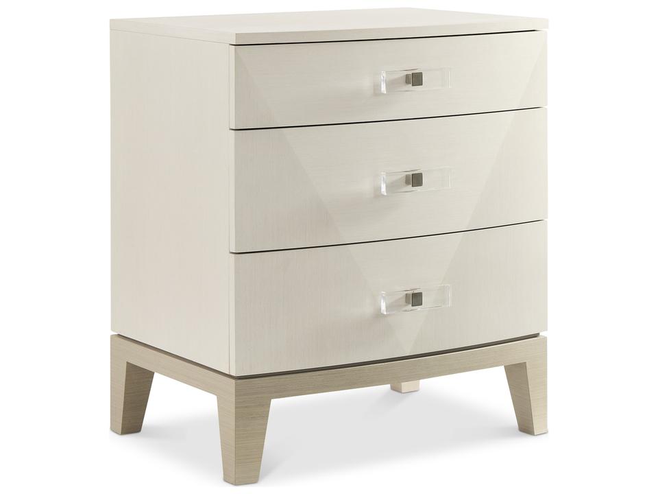 Axiom 3-Drawer Nightstand in Linear White and Linear Gray