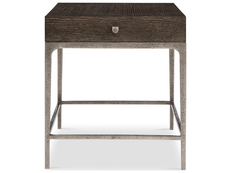 Linea Wood and Metal Side Table in Cerused Charcoal and Textured Graphite