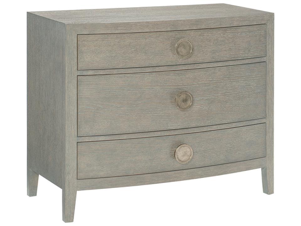 Linea 3-Drawer Nightstand in Cerused Greige with Textured Graphite Hardware
