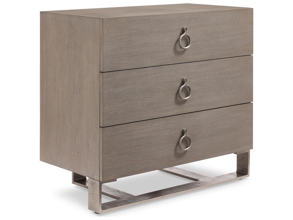 Linea 3-Drawer Nightstand in Cerused Greige and Textured Graphite