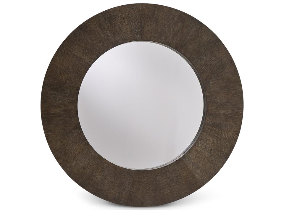 Linea Cerused Charcoal Oak Round Mirror