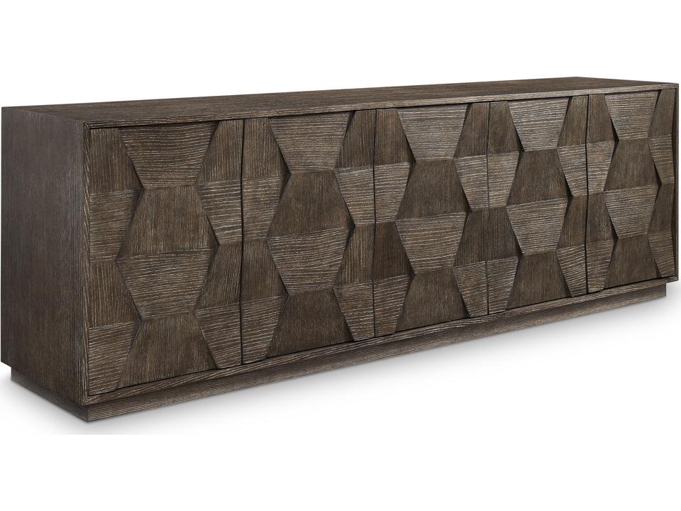 Linea 92-Inch Rectangle Entertainment Console in Cerused Charcoal