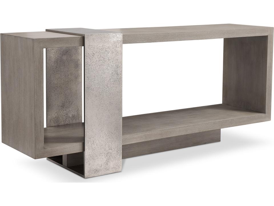 Linea Rectangle Console Table Wire-Brushed Oak and Textured Graphite