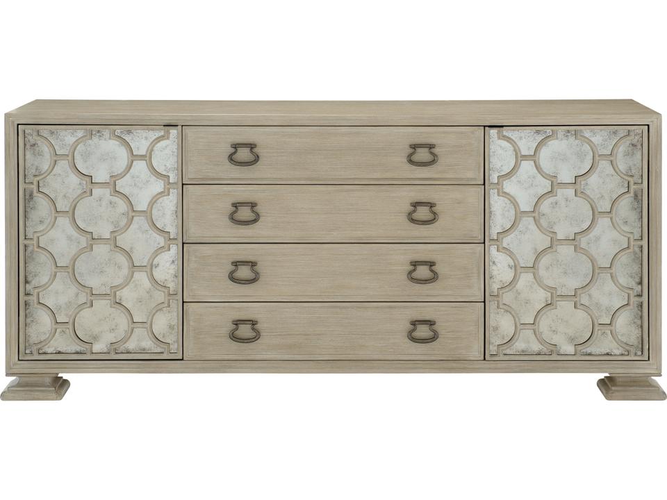 Santa Barbara 81-Inch Buffet with Antique Glass Doors and Sandstone Finish