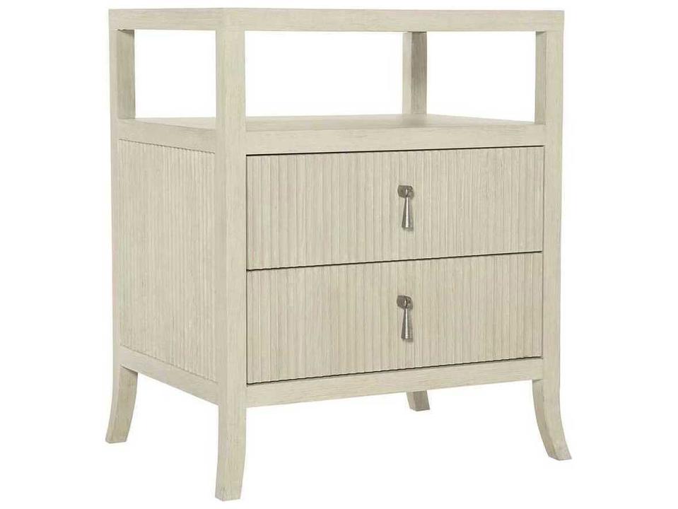 East Hampton 2-Drawer Nightstand in Cerused Linen with Aged Silver Pulls