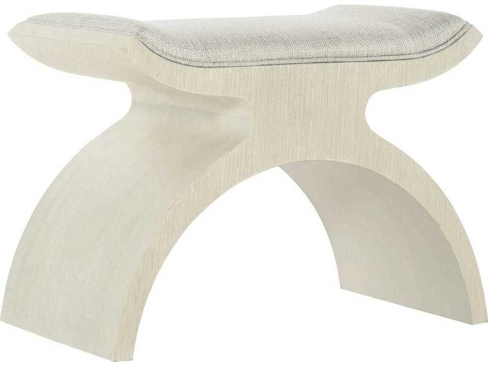 East Hampton Upholstered Bench in Cerused Linen and Muted Gray