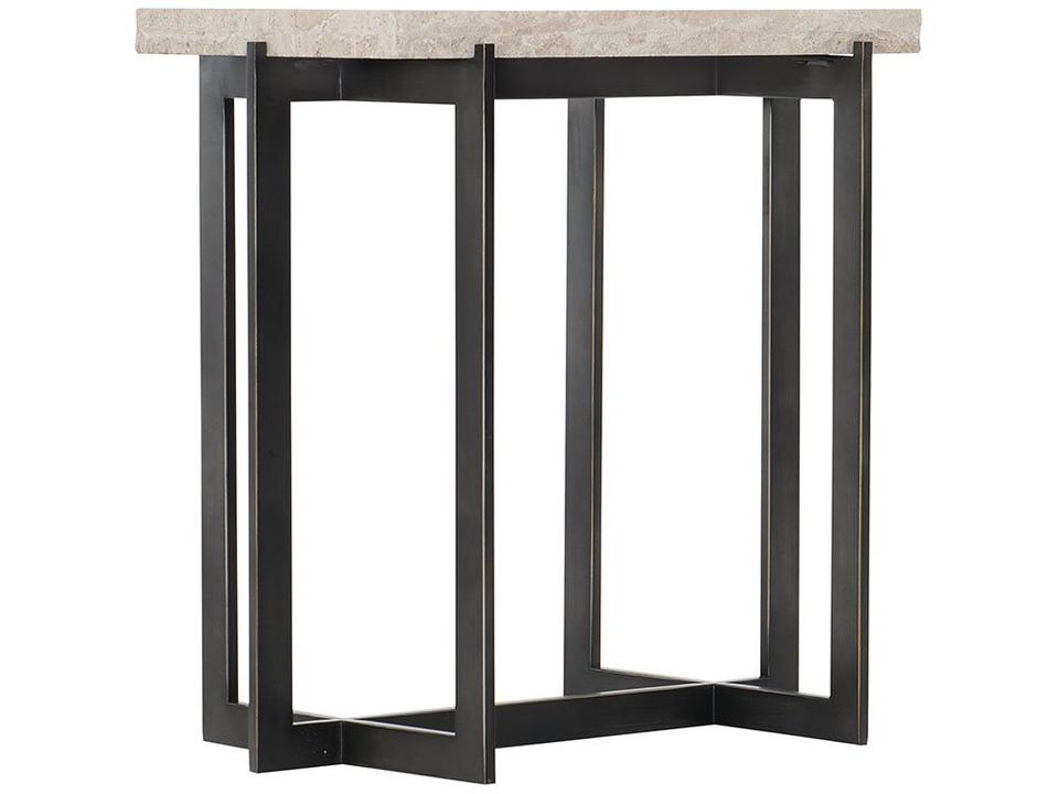 Hathaway Rectangular End Table with White Travertine Top