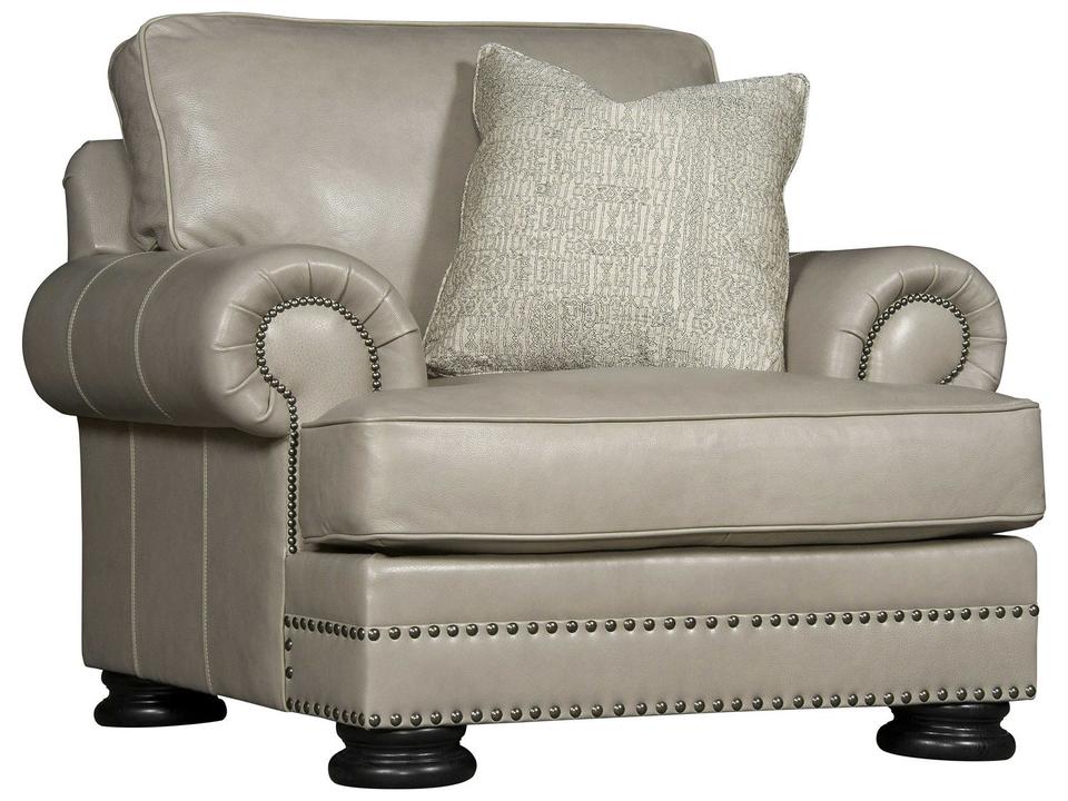 Foster Leather Accent Chair with Rolled Arms and Nailhead Trim