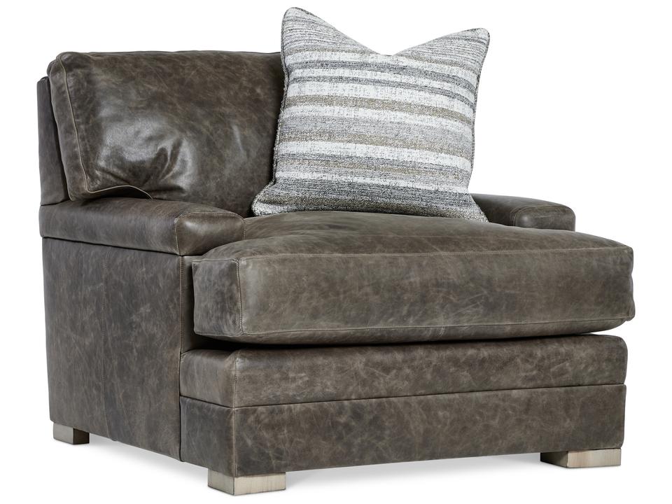 Burnham Leather Accent Chair in Brown with Tailored Stitching
