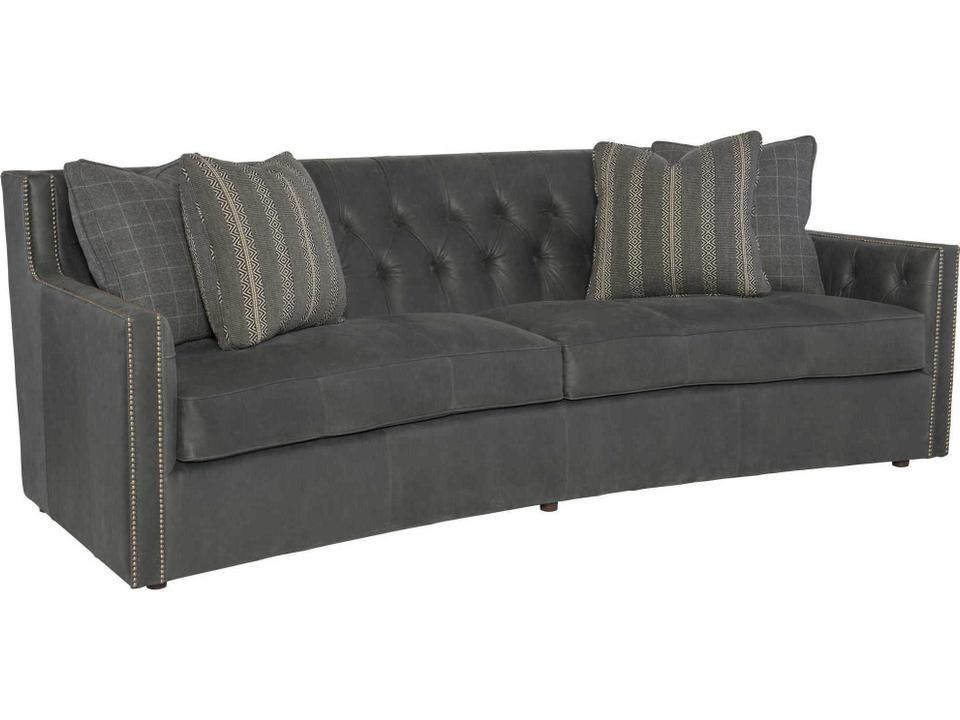 Candace 3-Seat Leather Sofa with Nailhead Trim and Track Arms