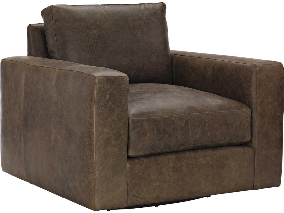 Dawkins Top-Grain Leather Swivel Accent Chair