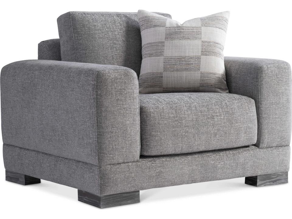 Lars Fabric Accent Chair with Modern Track Arms and Wooden Block Feet