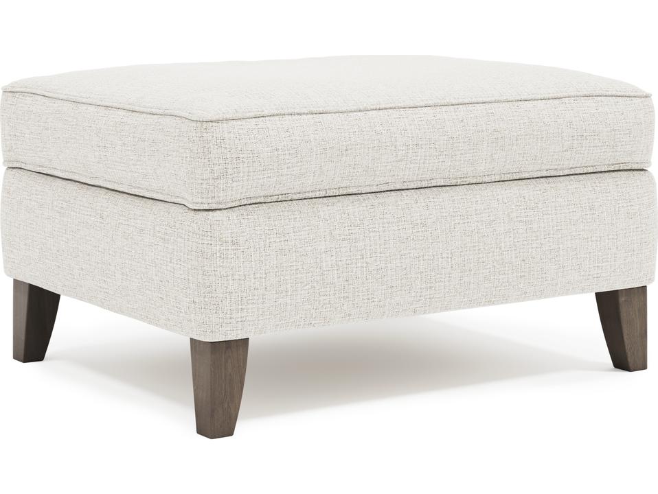 Addison Fabric Ottoman with Tapered Wood Legs in Portobello Finish