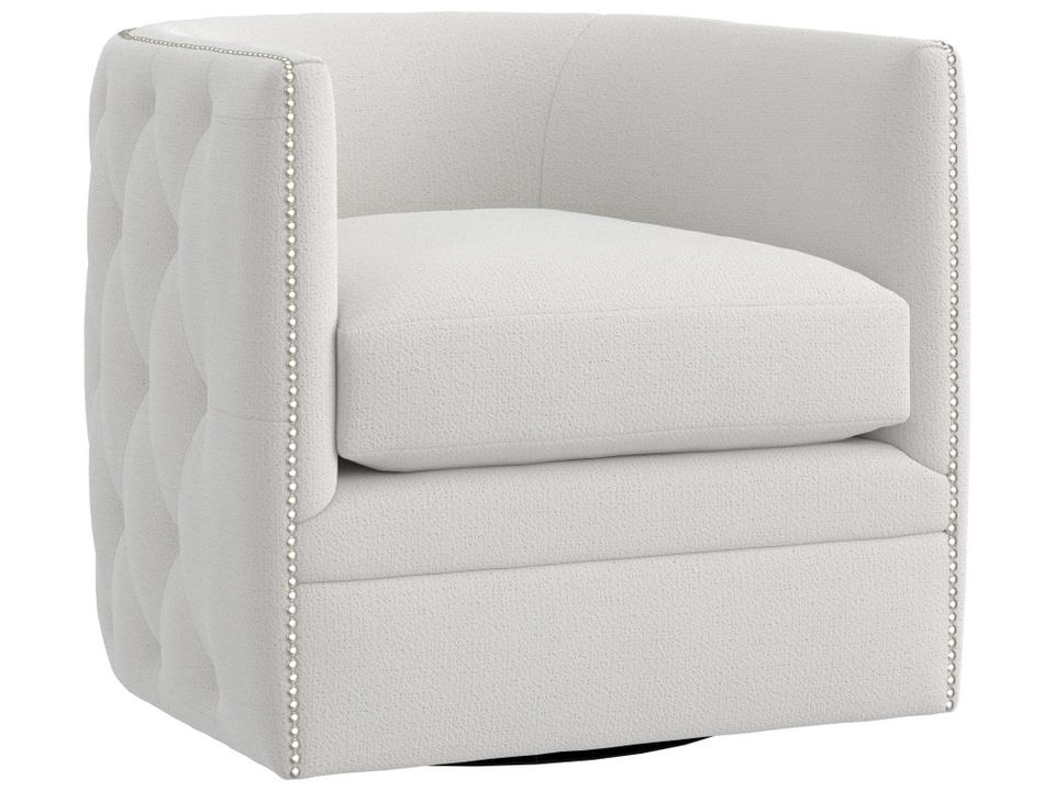 Palazzo Upholstered Fabric Swivel Accent Chair with Nailhead Trim
