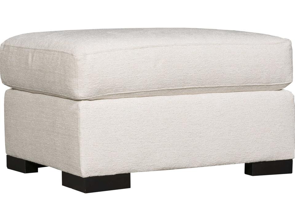 Germain Upholstered Ottoman with Neutral Fabric and Mocha Wood Finish