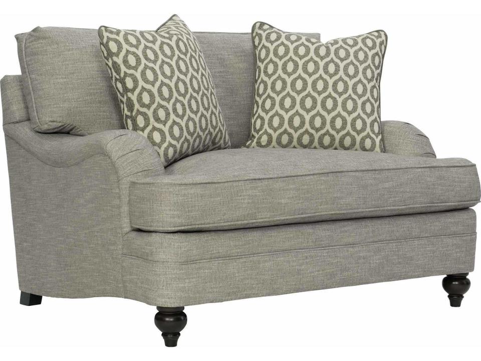 Tarleton Fabric Chair 1 2 with Exposed Turned Legs and English Arms