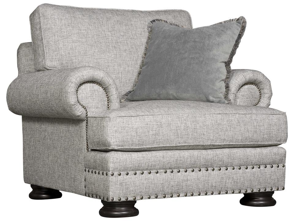 Foster Fabric Accent Chair with Rolled Arms and Nailhead Trim