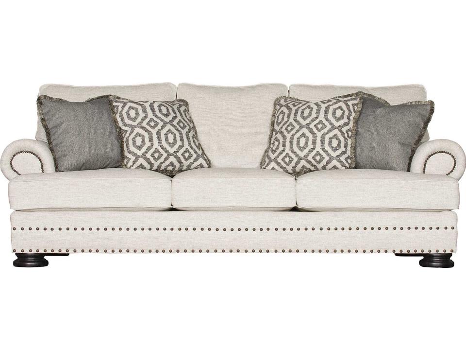 Foster 3-Seat Fabric Sofa with Nailhead Trim and Rolled Arms