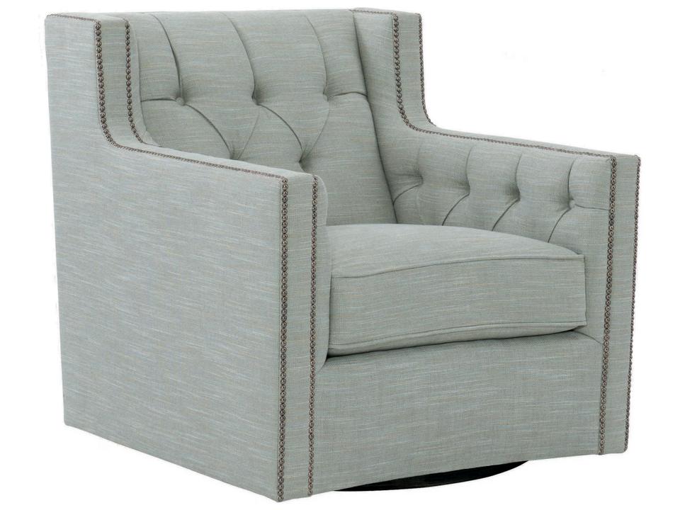 Candace Fabric Swivel Accent Chair with Tufted Back and Nailhead Trim