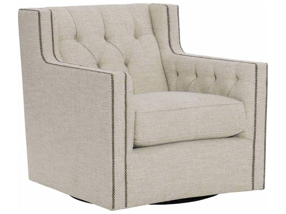 Candace Fabric Swivel Accent Chair with Nailhead Trim