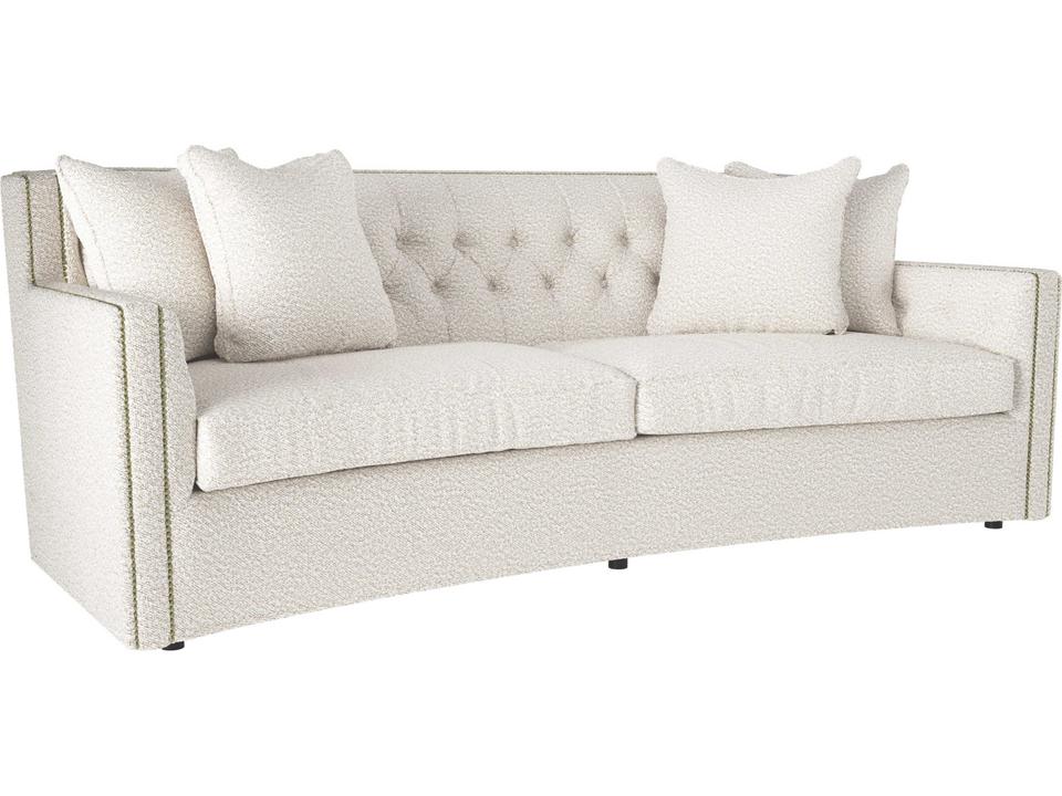 Candace 3-Seat Fabric Sofa in Neutral with Nailhead Trim