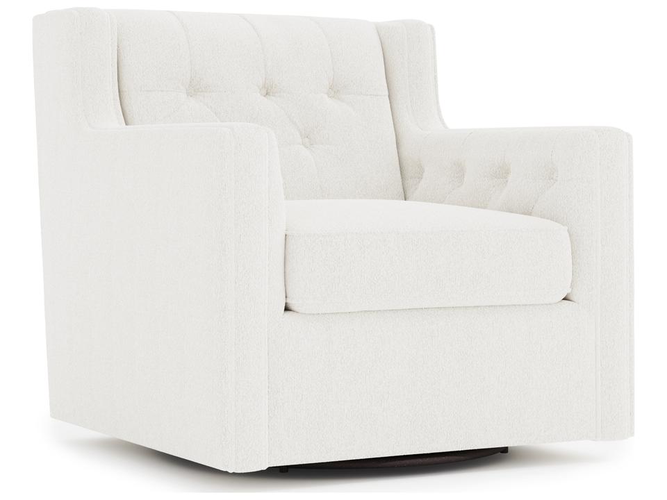 Candace Fabric Swivel Accent Chair with Nailhead Trim and Tufting
