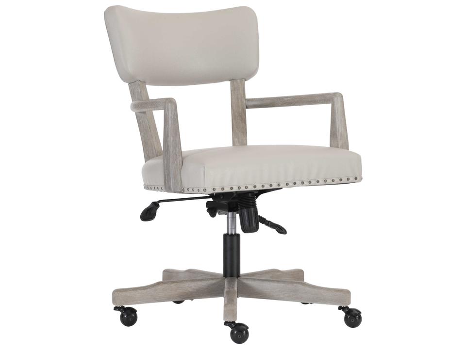 Albion Upholstered Office Chair in Pewter Finish with Casters