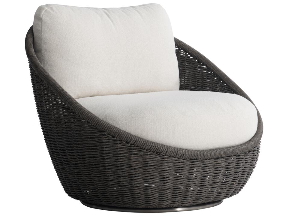 Santa Monica Swivel Lounge Chair with Cream Cushions and Pebble Wicker
