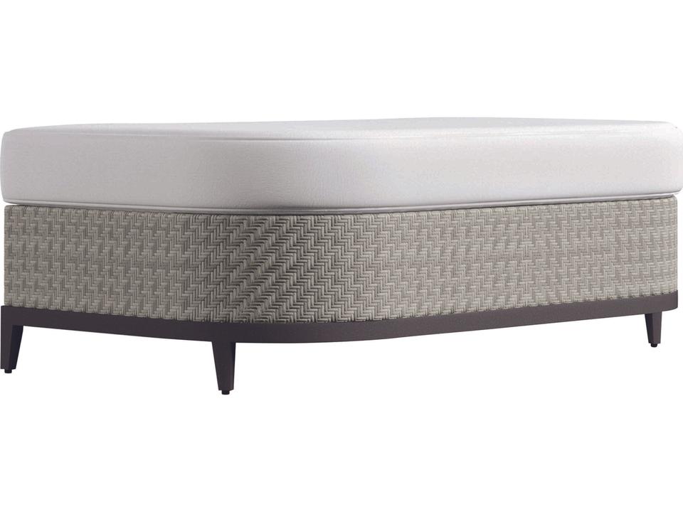 Captiva 40-Inch Wicker Cushion Outdoor Ottoman in White Cream