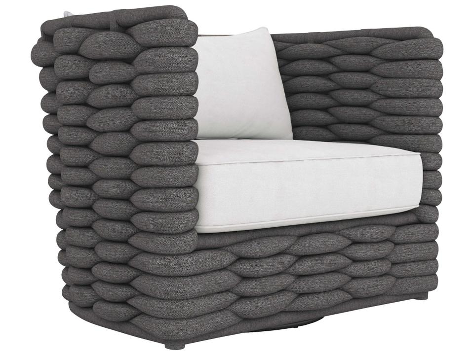 Wailea Outdoor Swivel Chair in Cadet Grey and Oyster