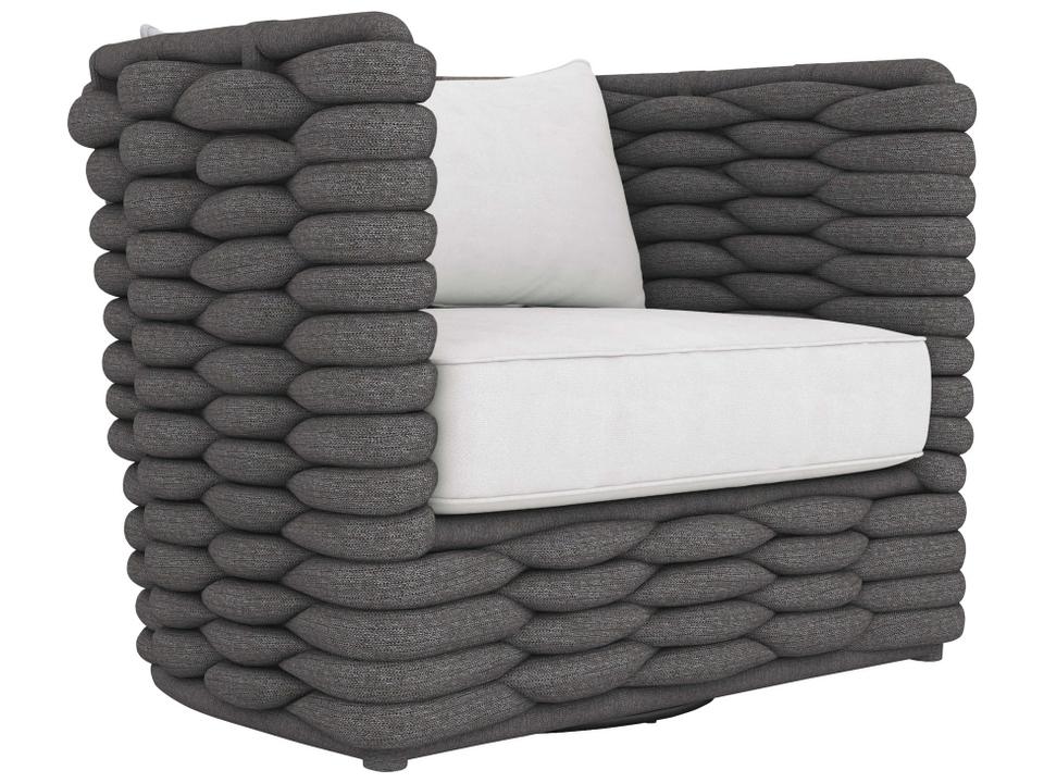 Wailea Outdoor Swivel Chair in Cadet Grey with White Cream Cushions