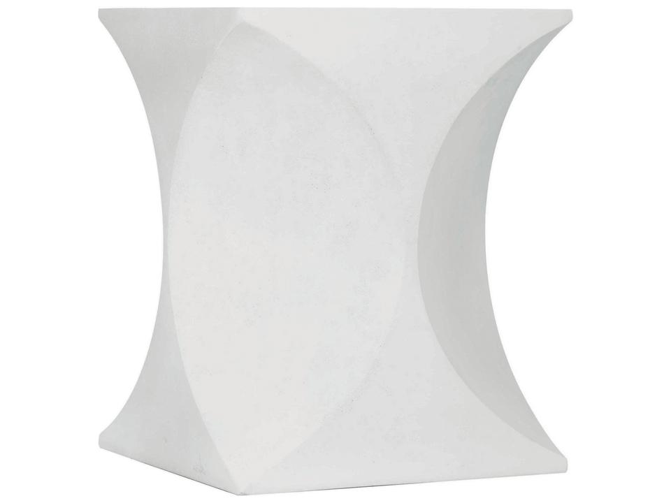 Millim Square Outdoor Accent Table in White Stonecast