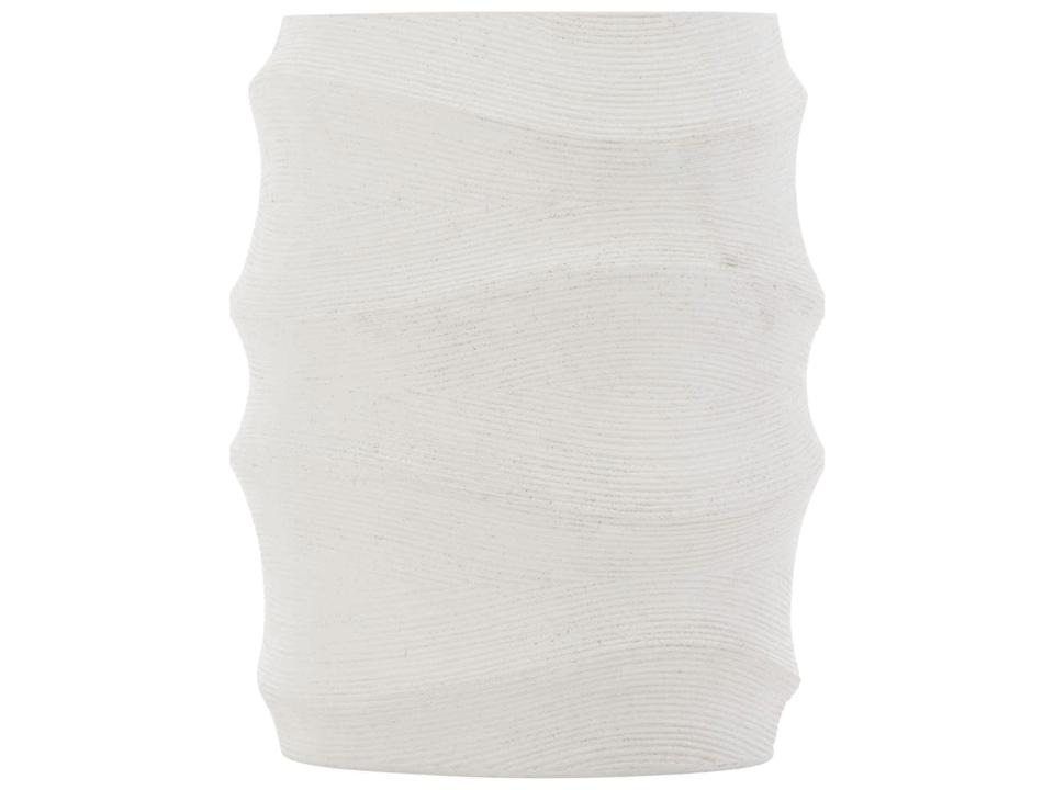Kai Outdoor Round End Table in White Stonecast