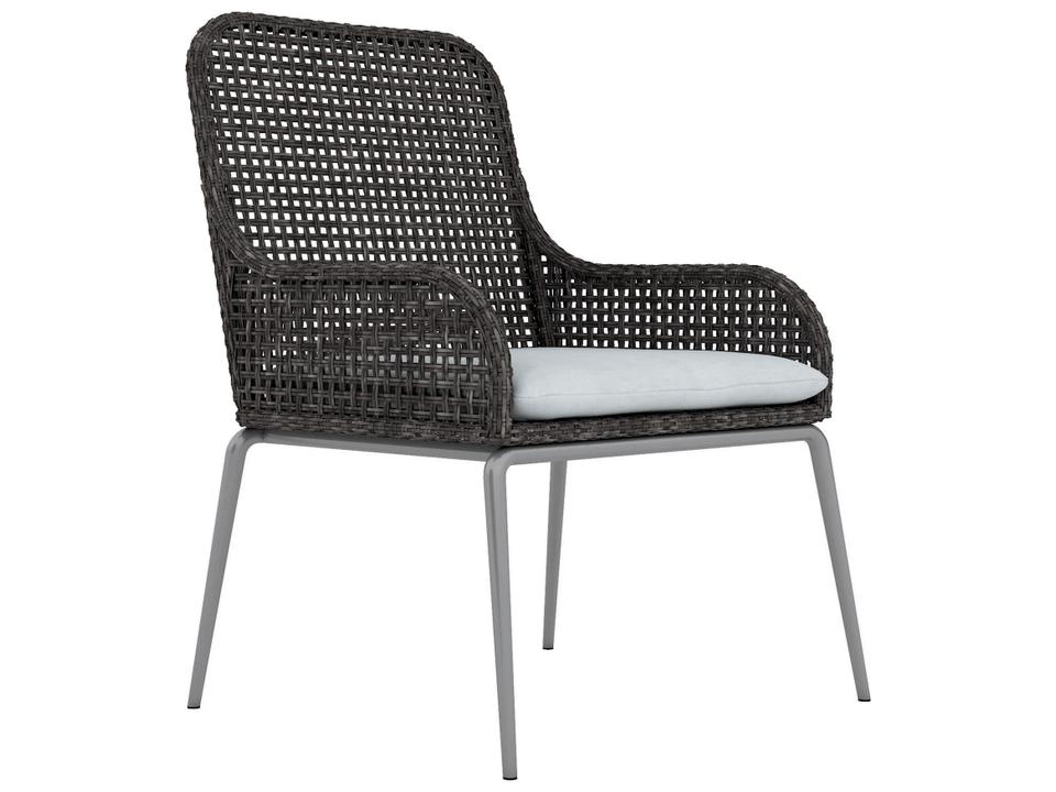 Antilles Outdoor Dining Armchair in Pewter Gray with Silver Mist Frame
