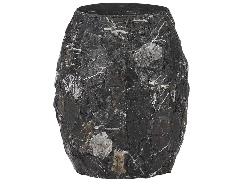 Tambora Round Outdoor Accent Table in Black Onyx Stone