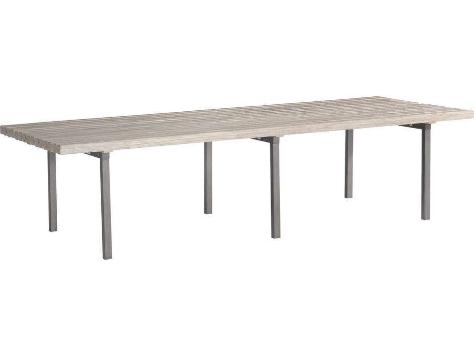 Kingston Rectangle Outdoor Coffee Table in Carbonized Teak and Gun Metal