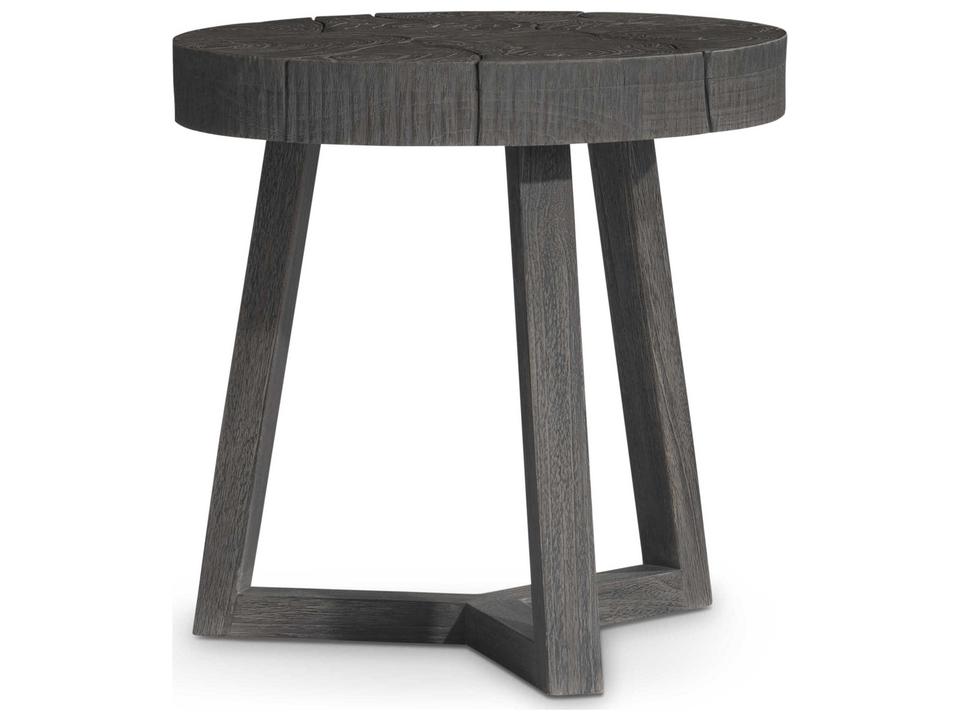 Kaya Round Side Table in Smoked Truffle Sliced Teak
