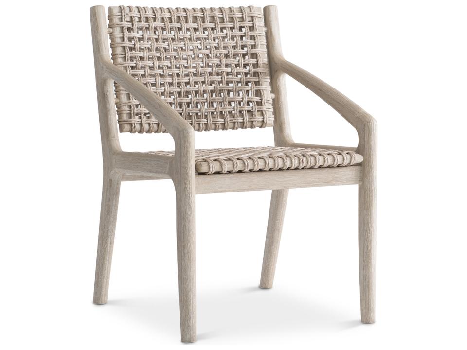 Atlas Outdoor Arm Chair in Sea Oat Teak and Pampas Wicker