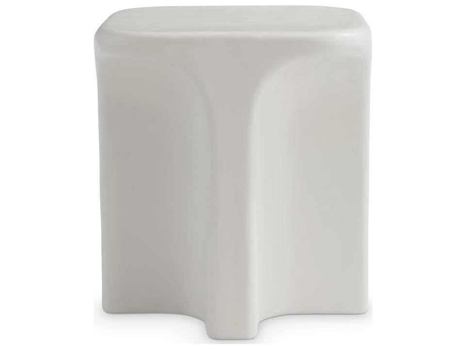 Lennox Square Outdoor End Table in Chalky White Concrete
