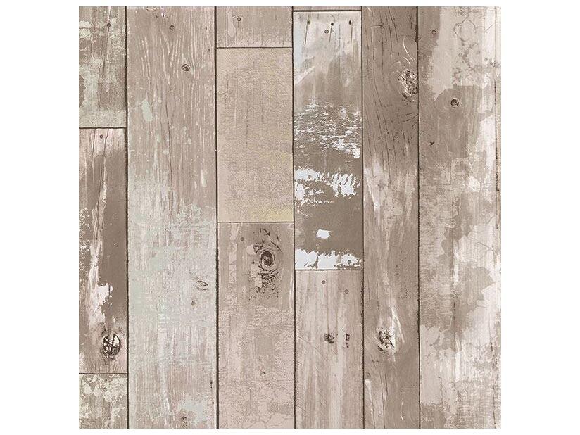 Techniques & Finishes Iii Harbored Neutral Distressed Wood Panel Wallpaper