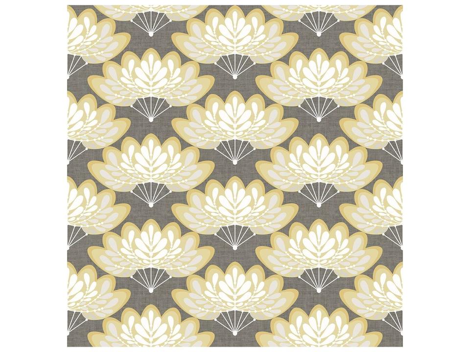 A-street Prints Lotus Mustard Floral Fans Wallpaper