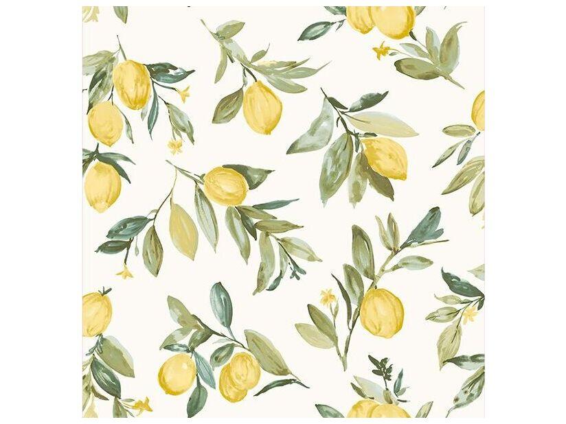 Fresh Start Kitchen & Bath Limon Yellow Fruit Wallpaper